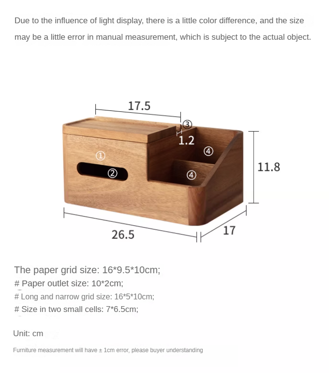 Black Walnut, Acacia Solid Wood Multi-Functional Tissue Box