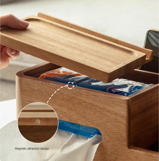 Black Walnut, Acacia Solid Wood Multi-Functional Tissue Box