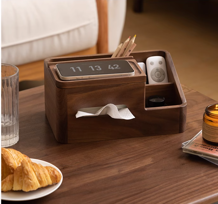 Black Walnut, Acacia Solid Wood Multi-Functional Tissue Box