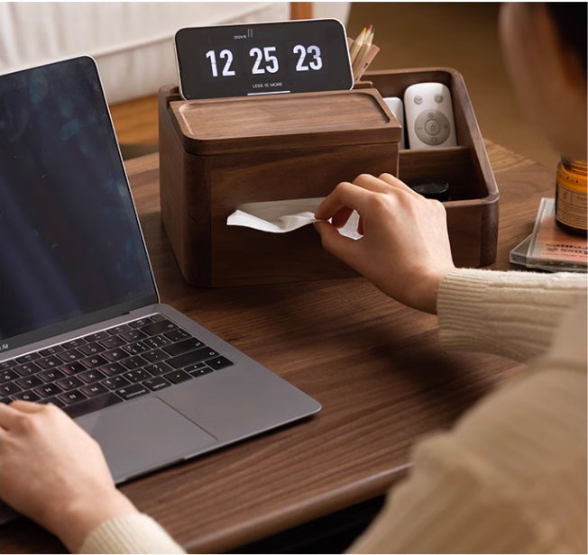 Black Walnut, Acacia Solid Wood Multi-Functional Tissue Box