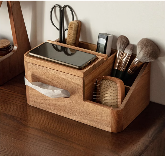 Black Walnut, Acacia Solid Wood Multi-Functional Tissue Box