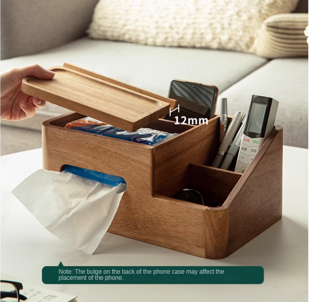 Black Walnut, Acacia Solid Wood Multi-Functional Tissue Box