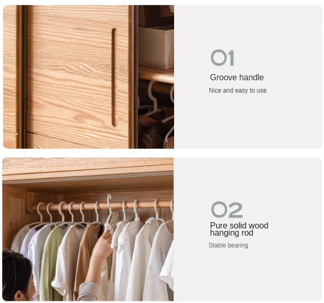 Oak, Pine Solid Wood Sliding Door Wardrobe.