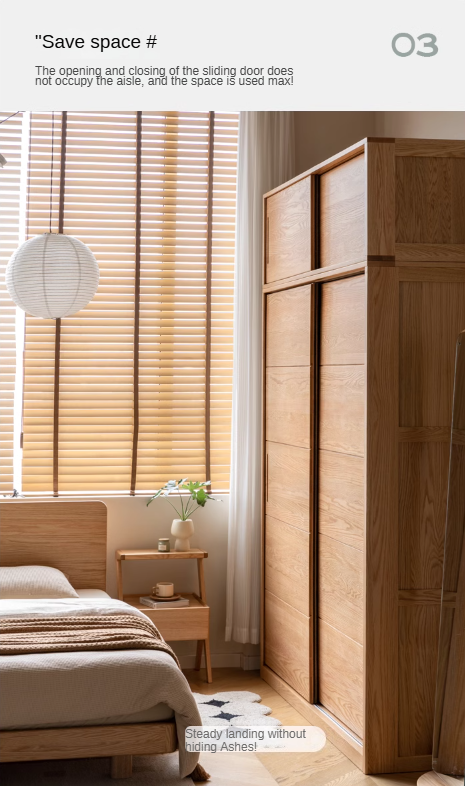 Oak, Pine Solid Wood Sliding Door Wardrobe.