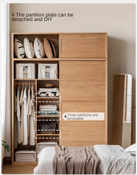 Oak, Pine Solid Wood Sliding Door Wardrobe.