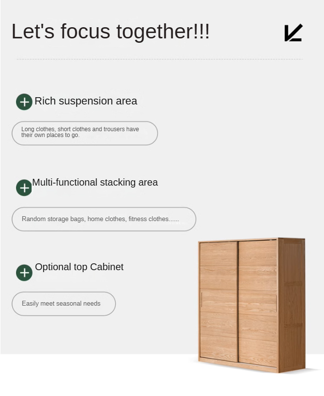 Oak, Pine Solid Wood Sliding Door Wardrobe.