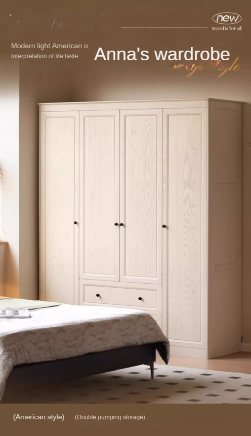 Oak Solid Wood American Style Wardrobe.