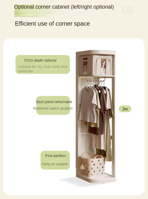 Pine Solid Wood Wardrobe French Cream Style.