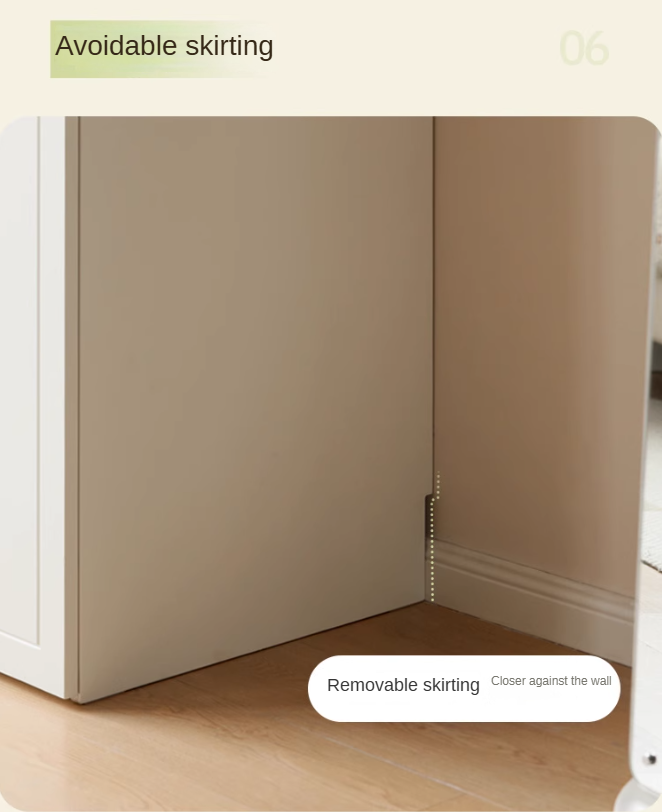 Pine Solid Wood Wardrobe French Cream Style.