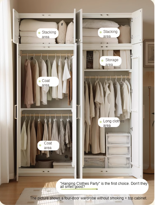 Pine Solid Wood Wardrobe French Cream Style.