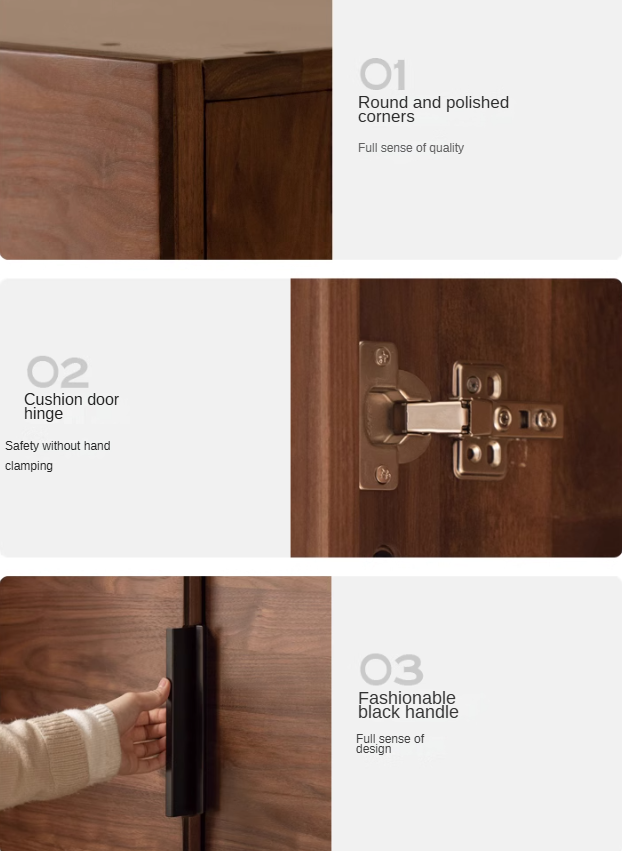 Black Walnut Solid Wood Wardrobe Combination.