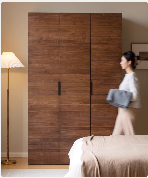 Black Walnut Solid Wood Wardrobe Combination.