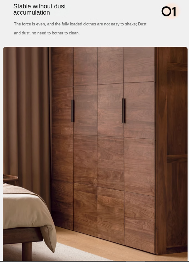 Black Walnut Solid Wood Wardrobe Combination.