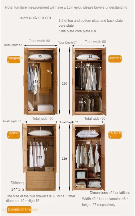 Ash Solid Wood Wardrobe Modern.