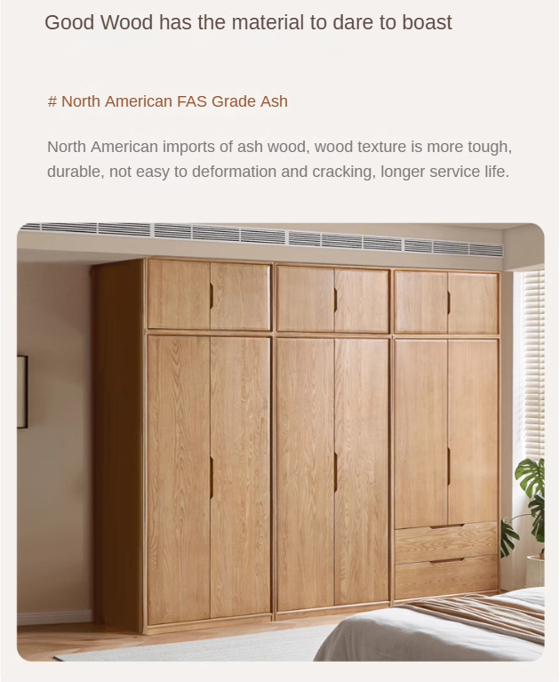 Ash Solid Wood Wardrobe Modern.