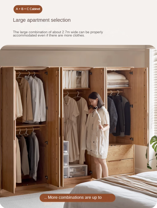 Ash Solid Wood Wardrobe Modern.
