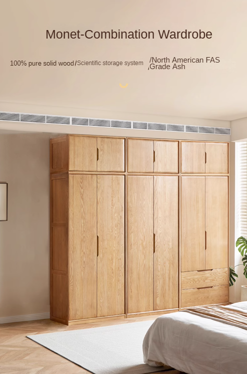 Ash Solid Wood Wardrobe Modern.
