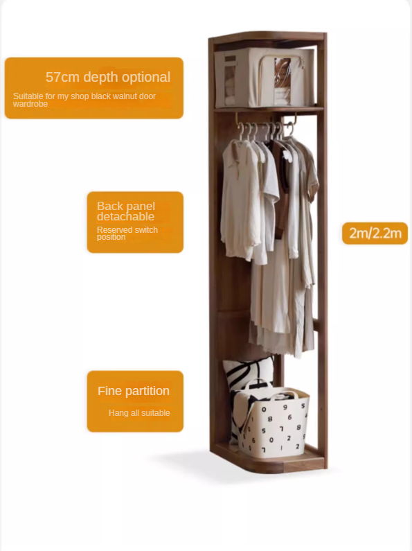 Black Walnut Solid Wood Wardrobe Double Door.