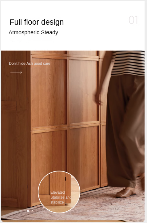 Cherry Wood Wardrobe Retro Style Skeleton Line.