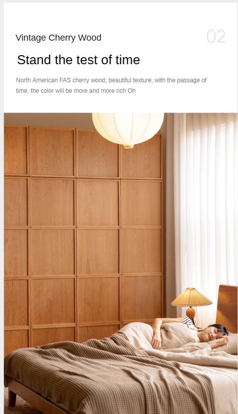 Cherry Wood Wardrobe Retro Style Skeleton Line.