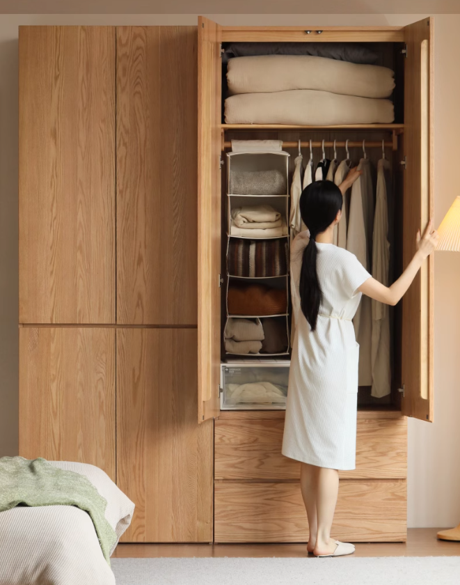 Oak, Ash Solid Wood Sectional Wardrobe.