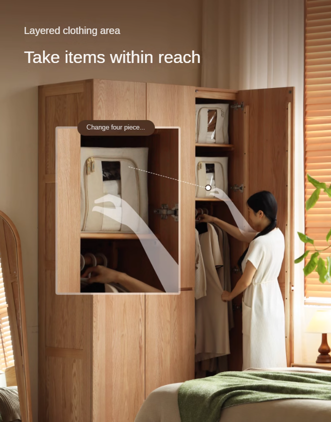 Oak, Ash Solid Wood Sectional Wardrobe.
