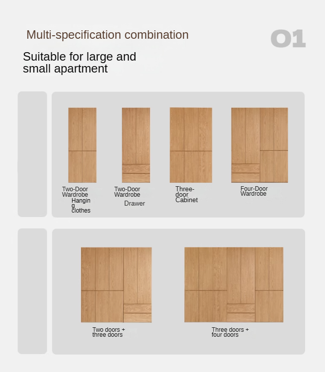 Oak, Ash Solid Wood Sectional Wardrobe.