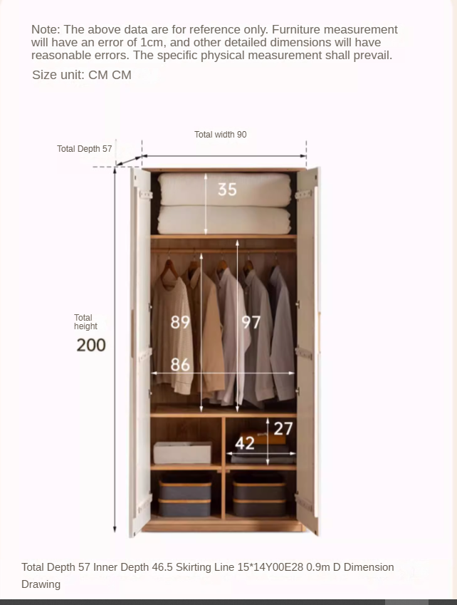 Oak Solid Wood Log Cream Style Wardrobe.