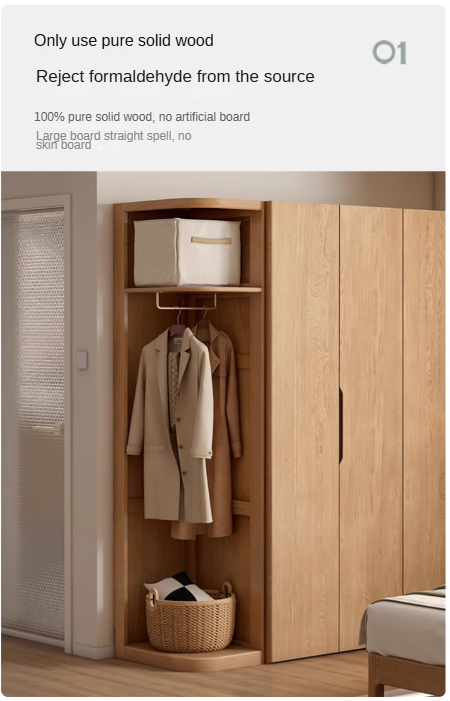 Oak, Cherry Solid Wood Corner Triangle Cabinet Corner Wardrobe.