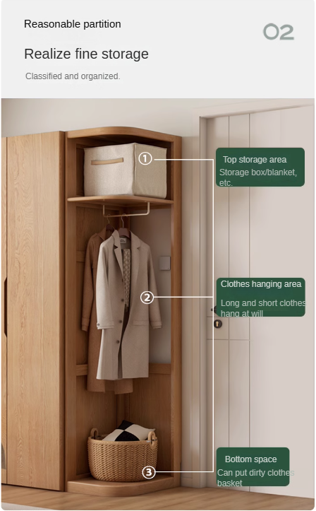 Oak, Cherry Solid Wood Corner Triangle Cabinet Corner Wardrobe.
