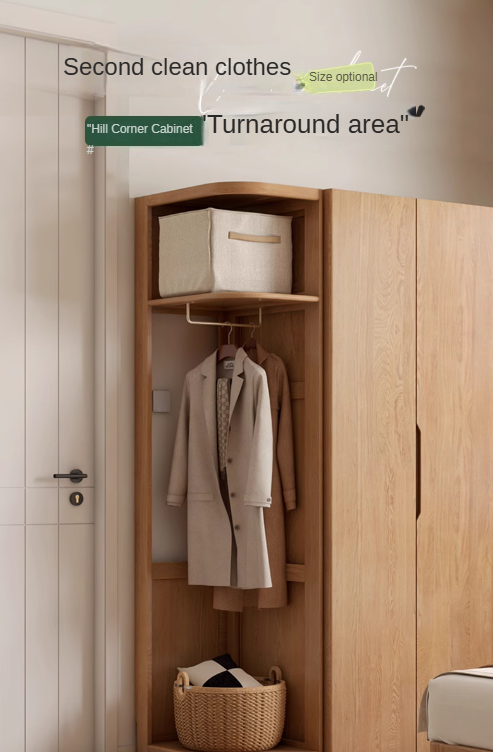 Oak, Cherry Solid Wood Corner Triangle Cabinet Corner Wardrobe.