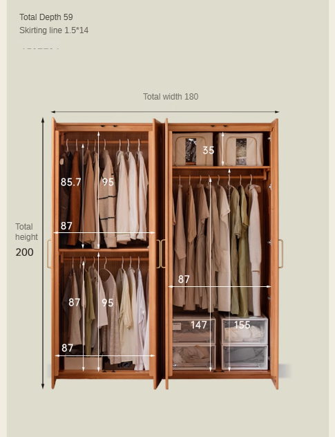 Cherry Solid Wood Vintage Wardrobe.