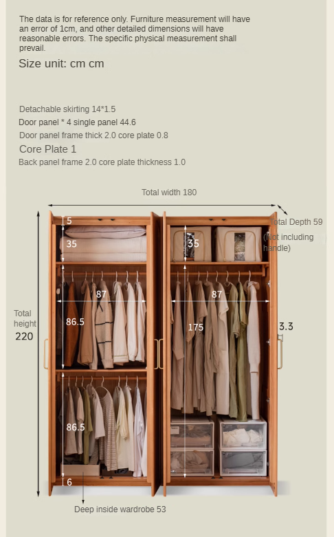 Cherry Solid Wood Vintage Wardrobe.