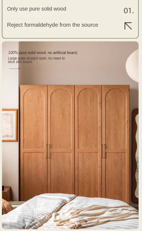 Cherry Solid Wood Vintage Wardrobe.