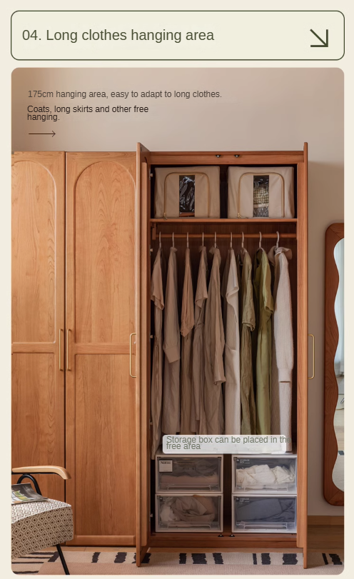 Cherry Solid Wood Vintage Wardrobe.