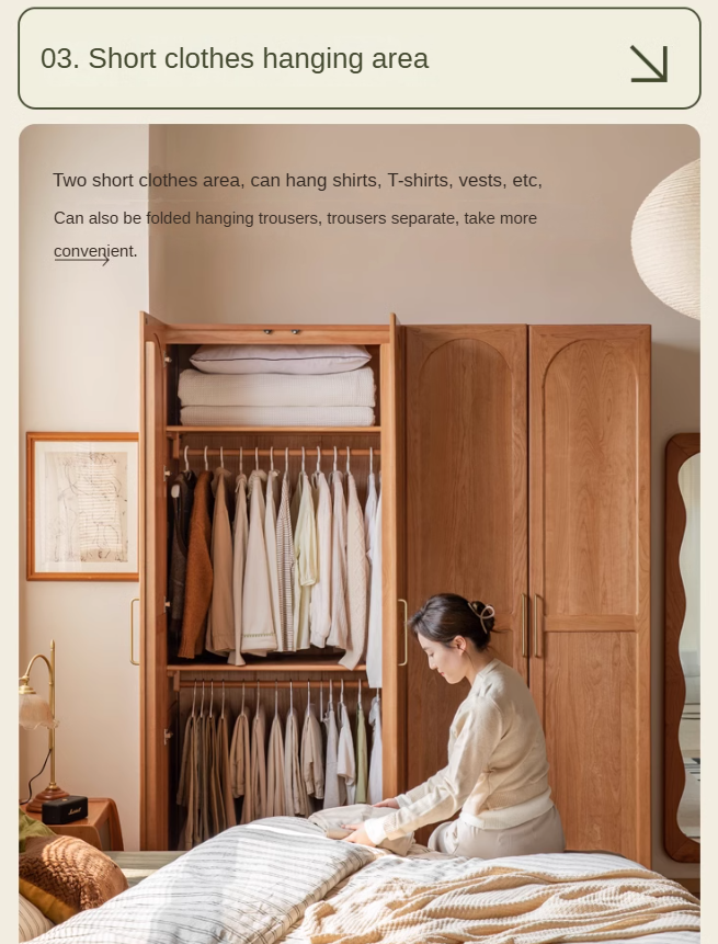 Cherry Solid Wood Vintage Wardrobe.