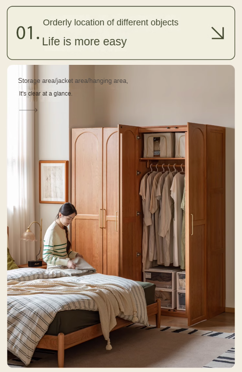 Cherry Solid Wood Vintage Wardrobe.