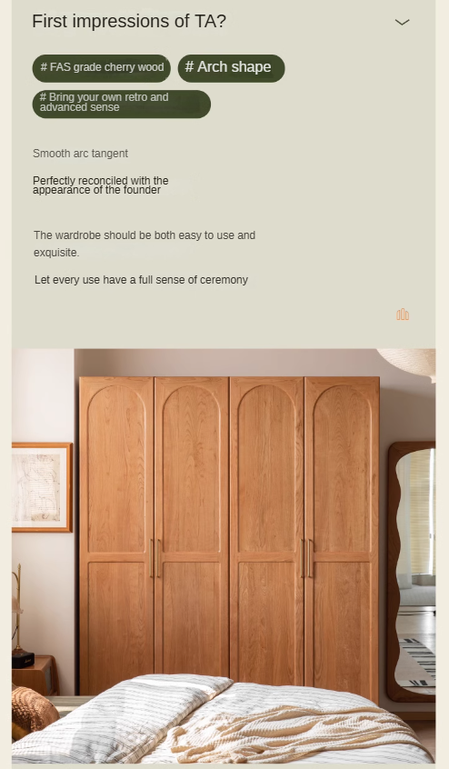 Cherry Solid Wood Vintage Wardrobe.