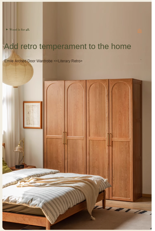 Cherry Solid Wood Vintage Wardrobe.