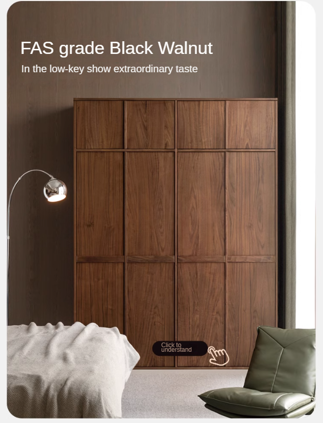 Cherry Solid Wood Middle Ages Skeleton Line Large Wardrobe.
