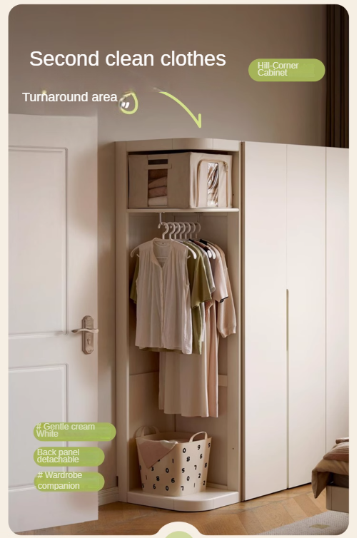 Poplar Solid Wood White Corner Cabinet.