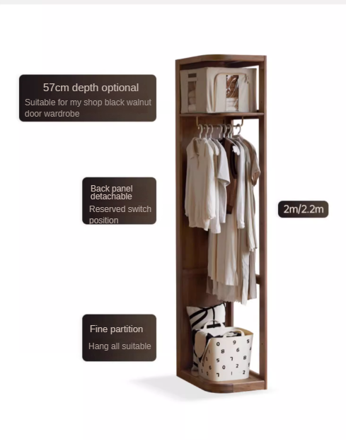Black Walnut Solid Wood Wardrobe Modern Simple.