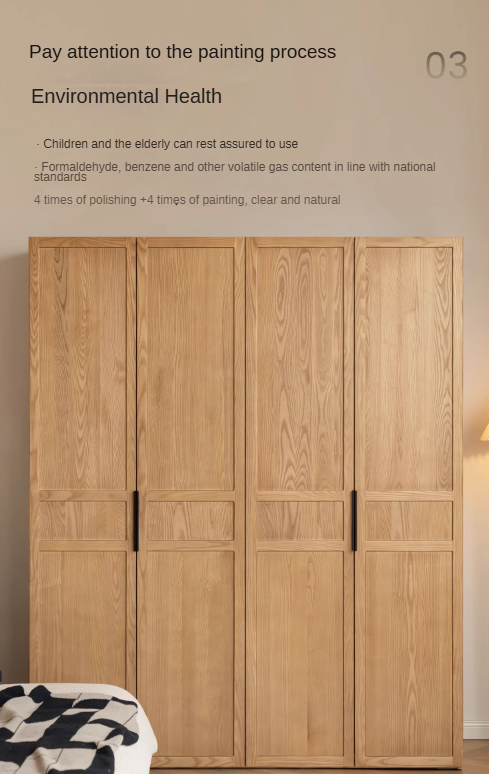 Black Walnut, Ash Solid Wood Wardrobe Modern Simple.
