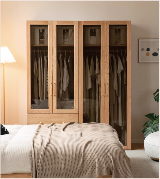 Oak Solid Wood Modern Wardrobe Free Combination.