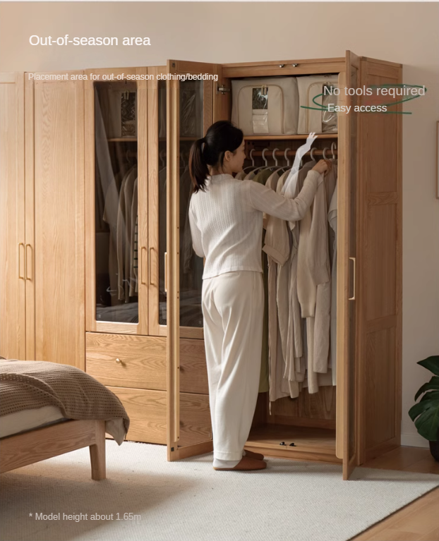 Oak Solid Wood Modern Wardrobe Free Combination.