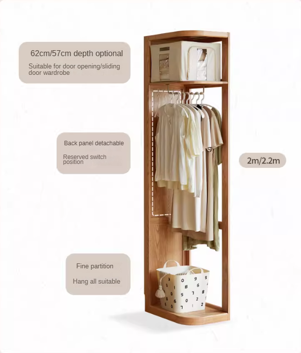 Oak Solid Wood Free Combination Wardrobe Rattan Door.