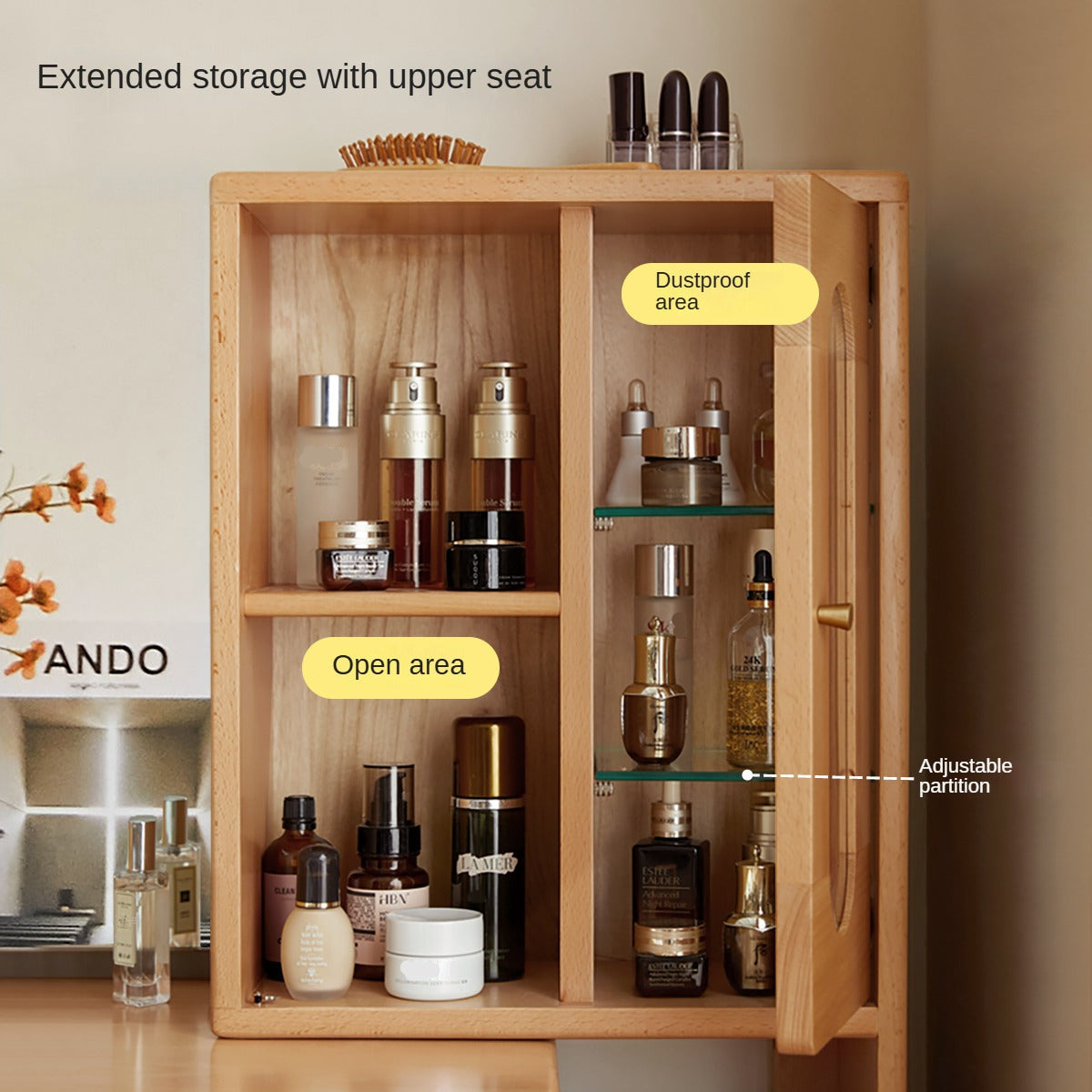 Beech Solid Wood Modern Vanity Table.