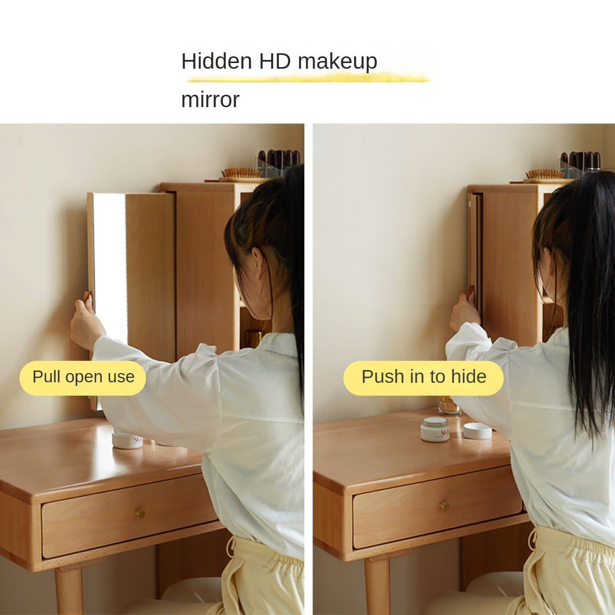 Beech Solid Wood Modern Vanity Table.