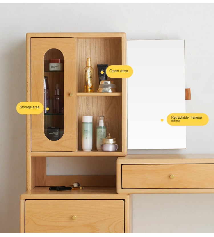 Beech Solid Wood Modern Vanity Table.