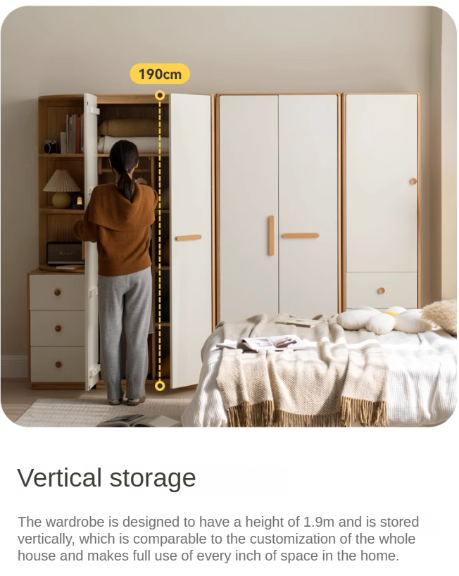 Poplar Solid Wood Modern Nordic Wardrobe